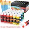 24 Colors Acrylic Paint Set With 12 Brushes, (59ml, 2oz) Art Craft Paints Gifts for Artists Kids Beginners & Painters, Easter Basket Stuffers Pumpkin Canvas Ceramic Rock Painting Supplies Kit